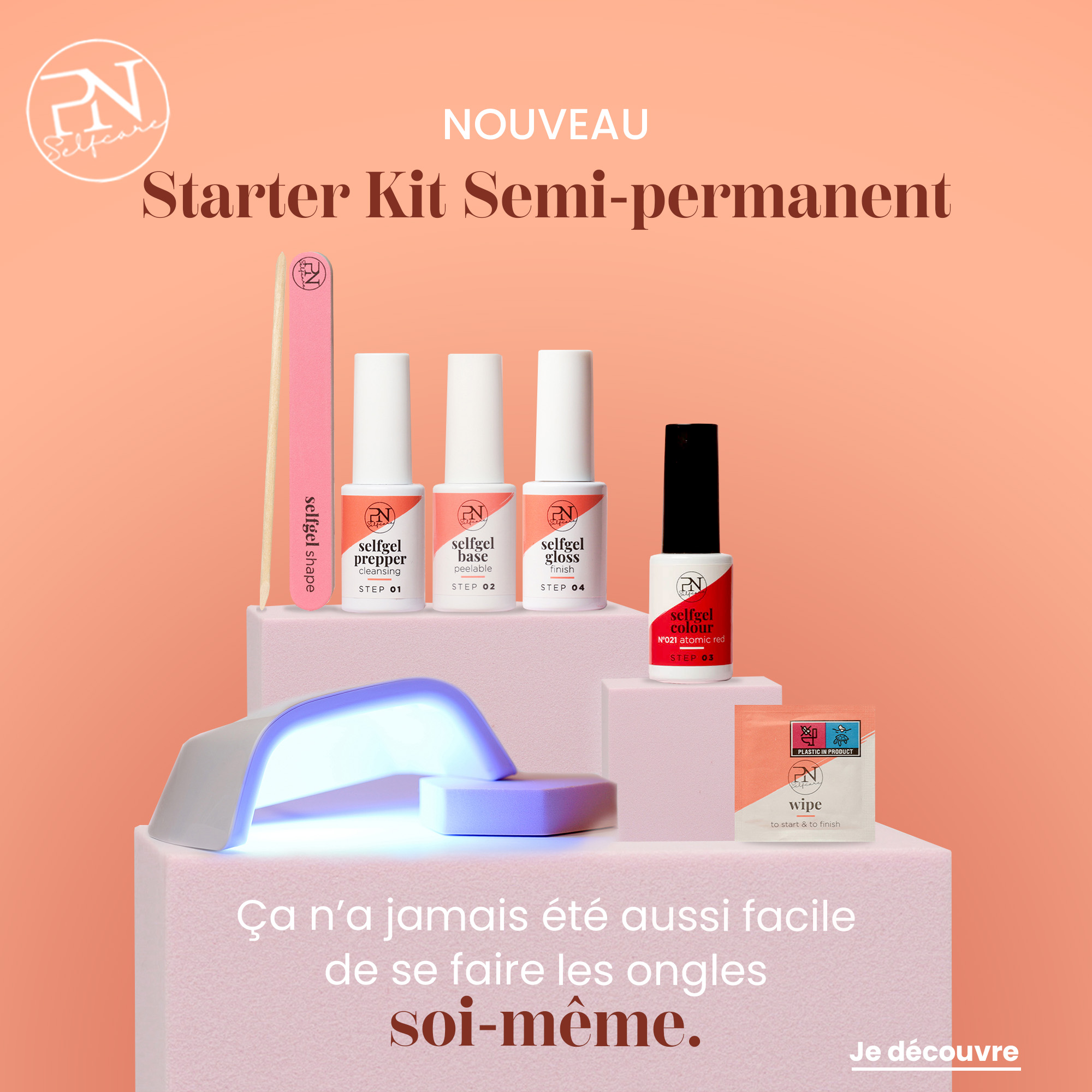 Découvrez les Starter Kit semi permanent Self gel de PN Self care et obtenez des ongles de qualité salon chez vous !